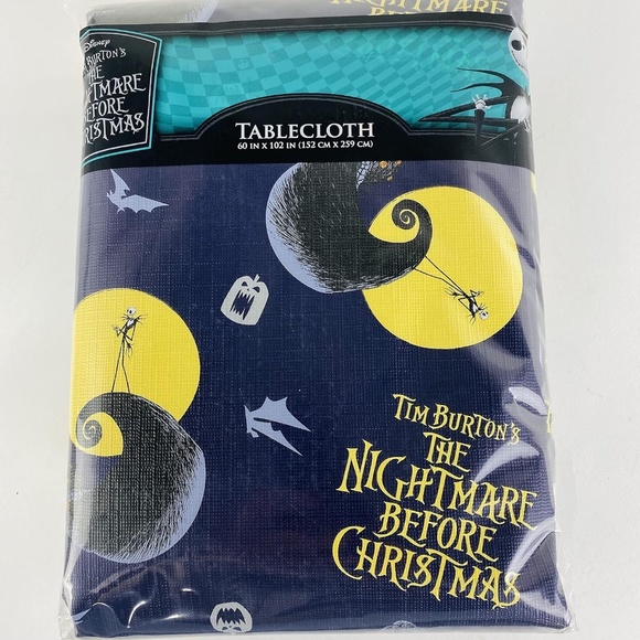 NIB Tim Burton's The Nightmare Before Christmas Tablecloth 60 in x 102 in - Picture 1 of 5